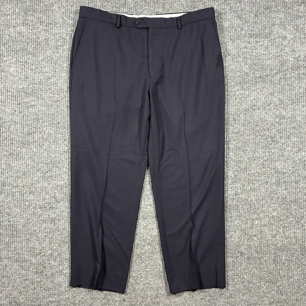 Joseph & Feiss‎ Gold Mens Dress Pants 38x30 Navy Flat Front Wool Blend Mid Rise